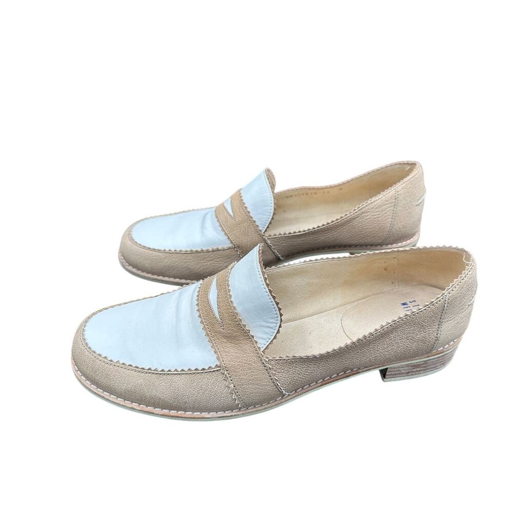 Stuart Weitzman Schooldays Two-Tone Loafers Women's 11 Beige White Slip-On - Picture 5 of 7